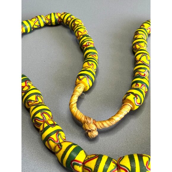 Antique Venetian African Trade Bead Necklace Yellow Green Red Millefiori Glass 2 - Picture 10 of 10